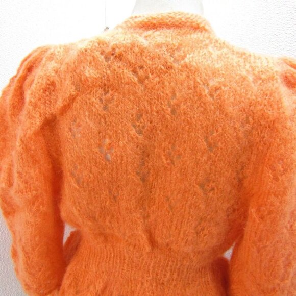 NEW MARIDRUNA Women's The Fiona Mohair Hand Knit Cardigan Sweater Size OS Orange - Picture 12 of 12